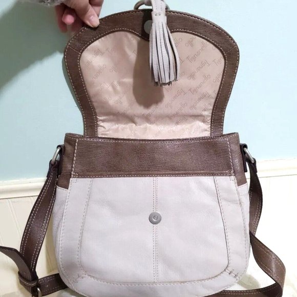 NEW Tignanello Beige Brown 100% Leather Shoulder Bag Purse Magnet Flap Adjust - Picture 4 of 13